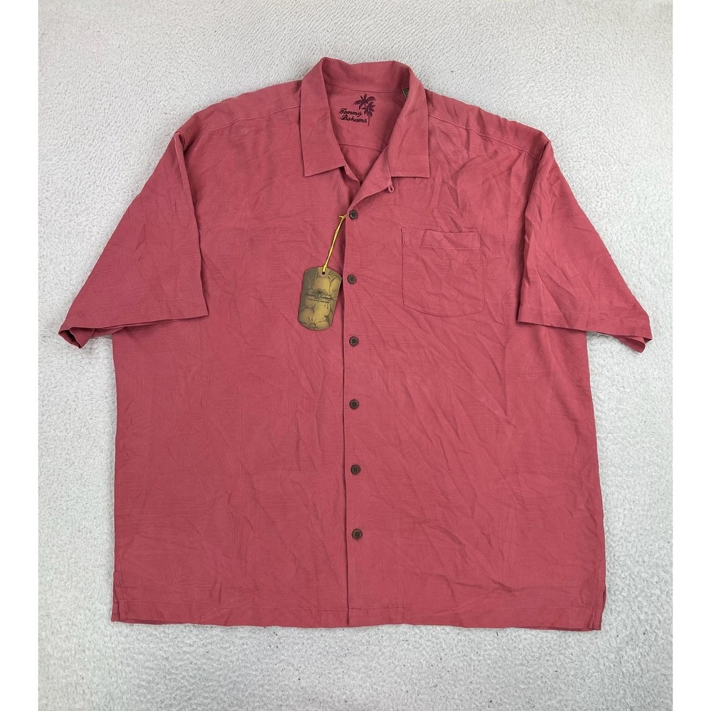 Tommy Bahama Hawaiian Shirt Men's 2XL Red Silk Short Sleeve Button Up NEW